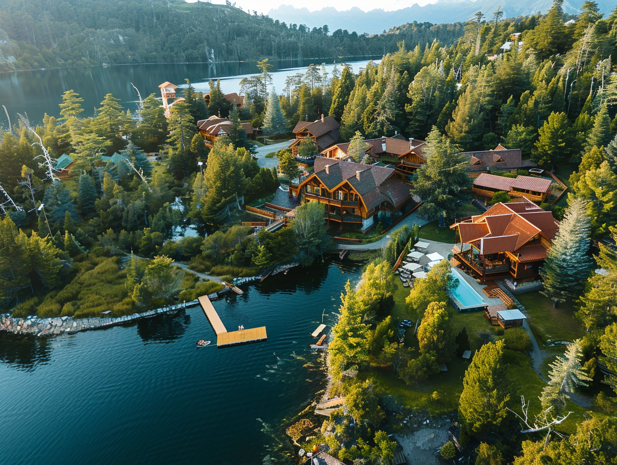 Vista del Estadiago frente al Nahuel Huapi