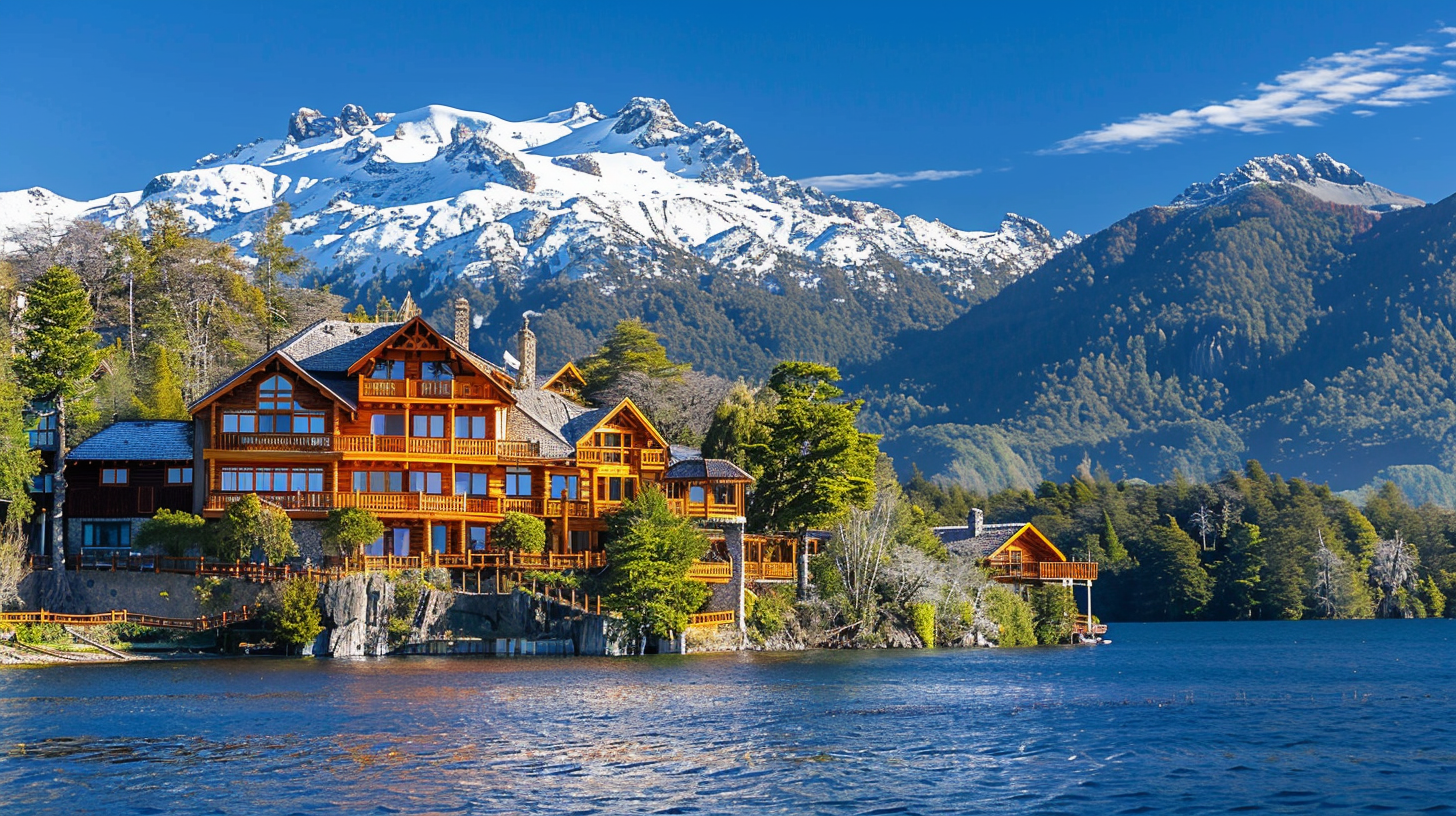 Vista panoramica del Estadiago con el Lago Nahuel Huapi